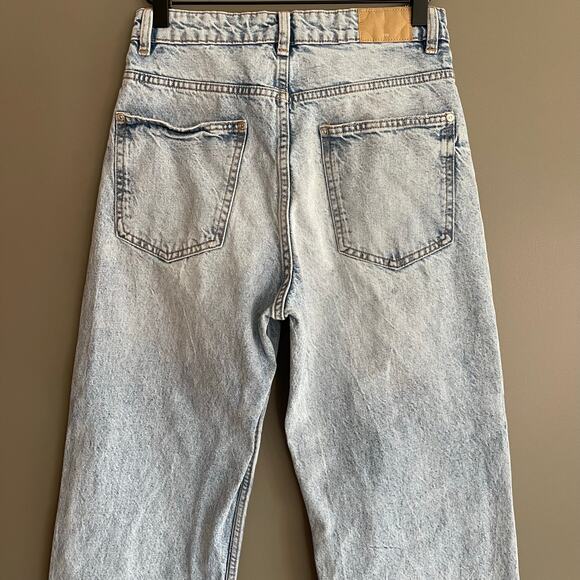 ZARA Z1975 High Rise Long Length Straight Cut Jeans Light Blue Sz 4 Rigid Denim - Picture 14 of 16